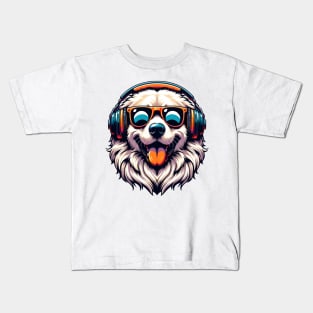Kuvasz Smiling DJ with Headphones and Sunglasses Kids T-Shirt